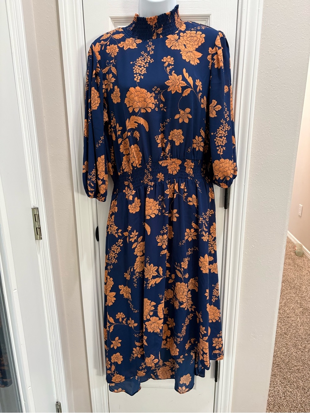 Nanette Lepore Navy Dress with Orange Floral Print
